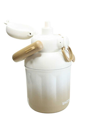 Shotay ST-8931 680ml Pipetli Beyaz-Krem Çelik Matara