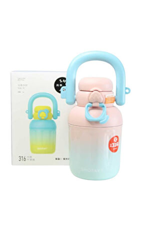 Shotay ST-8931 680ml Pipetli Pembe-Mavi Çelik Matara