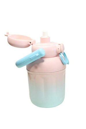 Shotay ST-8931 680ml Pipetli Pembe-Mavi Çelik Matara