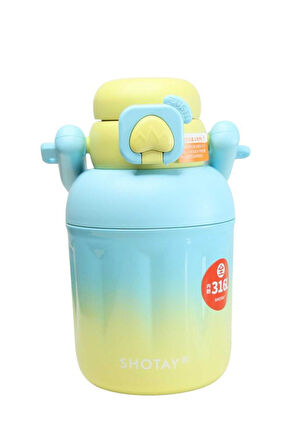 Shotay ST-8931 680ml Pipetli Mavi-Sarı Çelik Matara