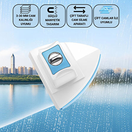Coofbe 3-30MM Arası Mıknatıslı Pimapen Isıcam Çift Cam Pencere Uyum Kademe Ayarlı Cam Silme Aparatı