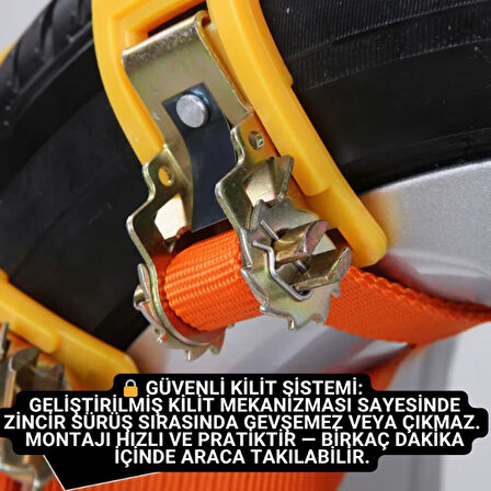 Coofbe Tüm Araçlara Uyumlu Güvenlik Kilitli 6 Adet Araç Lastik Kar Zinciri Araç Oto Lastik Kar Anripatinaj Aparatı