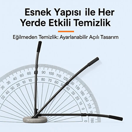 Coofbe 3 Kademe Geniş Ağız Teleskopik Mikrofiber Araç Yıkama Fırçası Kuru Islak Oto Yıkama Fırçası