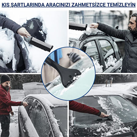 Coofbe 65CM Teleskopic 2in1 Araç Kar Fırçası Oto Ön Cam Buz Kazıyıcı Araç  Kar Fırçası Ve Buz Kazıyıcı