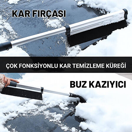Coofbe 65CM Teleskopic 2in1 Araç Kar Fırçası Oto Ön Cam Buz Kazıyıcı Araç  Kar Fırçası Ve Buz Kazıyıcı