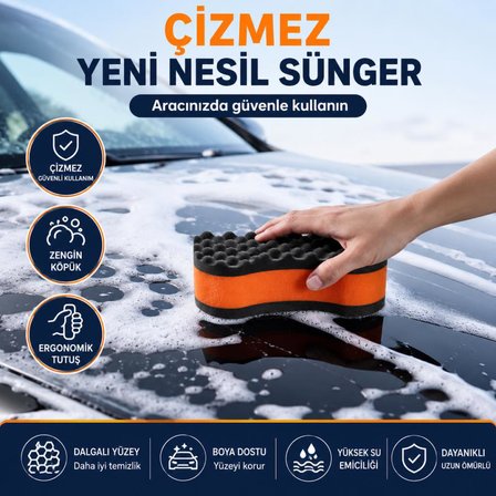 Coofbe Profesyonel Nano Koruma Çizmez Nano Fiber Araç Yıkama Süngeri 3 Boyutlu Yıkama Süngeri