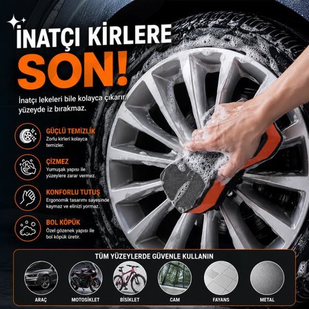 Coofbe Profesyonel Nano Koruma Çizmez Nano Fiber Araç Yıkama Süngeri 3 Boyutlu Yıkama Süngeri