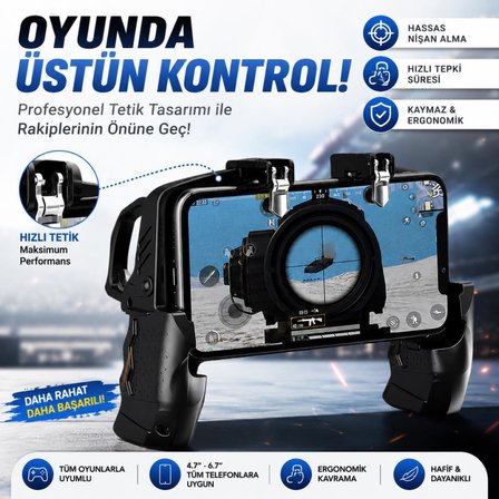 Coofbe L1-R1 Telefon Oyun Kolu Tetik Nişan Ve Tetik Tuşu Profesyonel Mobil Oyun Konsolu 4.7-6.7 İnç Telefon Uyumlu