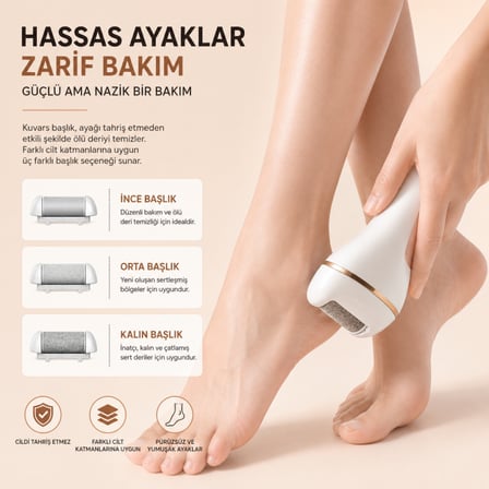Coofbe Şarjlı Elektrikli Ayak Törpüsü 1200 mAh, Nasır ve Topuk Temizleyici,9 Parça Pedikür Seti Nasır Sökücü