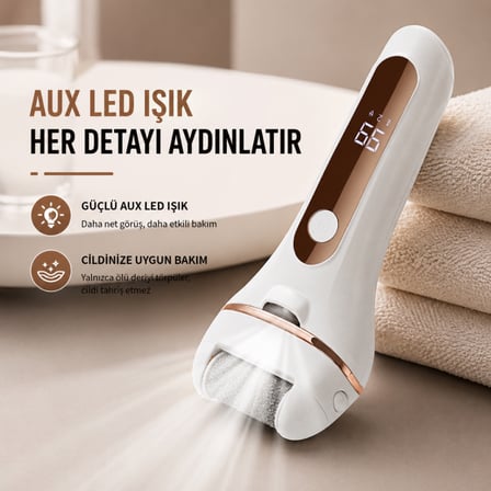 Coofbe Şarjlı Elektrikli Ayak Törpüsü 1200 mAh, Nasır ve Topuk Temizleyici,9 Parça Pedikür Seti Nasır Sökücü