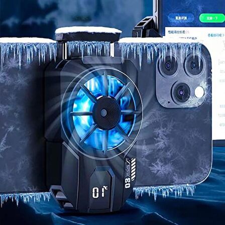 Coofbe Ultra Sessiz Turbo Hızlı Sıcaklık Göstergeli Telefon Soğutma Fanı, Batarya Soğutucu Radyatör