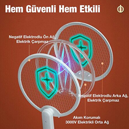 Coofbe 3000w Şarjlı Uv Işıklı Elektrikli Sivrisinek Kovucu Öldürücü Masaüstü El Tutmalı Katlanabilir