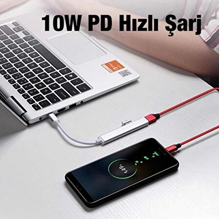 Coofbe 4in1 10W 4 USB Girişli Type C Çevirici Adaptör, 5 Gbps Hız USB 3.0 Tak Çalıştır Adaptör HUB