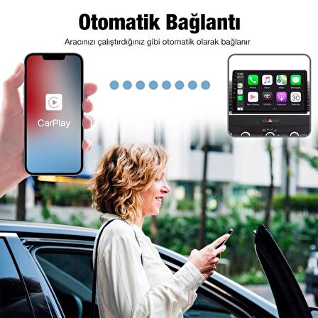 Coofbe Araç İçi İphone Cihazlar İçin Kablosuz Apple CAR PLAY Adaptörü, Wireless Carplay Çevirici