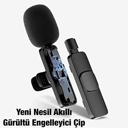 Coofbe Wireless Kablosuz Type C Yaka Mikrofonu, 20 Metre Mesafeli Canlı Yayın Yaka Mikrofonu, Tak Konuş