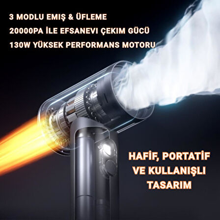 Coofbe 130W 3Modlu 20000PA Araç Süpürgesi 7800Mah Şarjlı Oto Süpürgesi Ve 100000 Rpm Üfleme Makinası