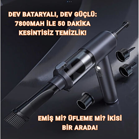 Coofbe 130W 3Modlu 20000PA Araç Süpürgesi 7800Mah Şarjlı Oto Süpürgesi Ve 100000 Rpm Üfleme Makinası
