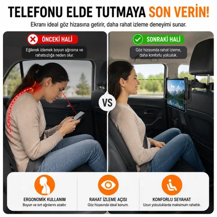 Coofbe Teleskopic Uzayabilen Araç Arka Koltuk Tablet Tutucu Araç Tablet Standı Araç Telefon Tutucu