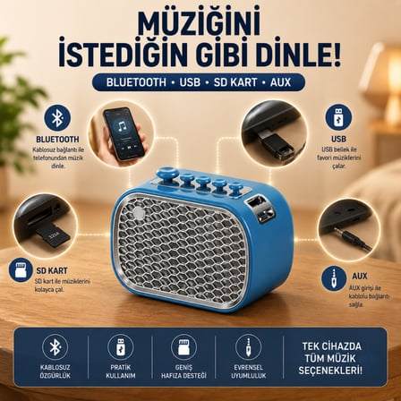 Coofbe Retro Uyku Yardımcısı ve Bluetooth Hoparlör, 9 Doğal Rahatlatıcı Ses, Şarjlı, Meditasyon ve Rahatlama, USB SD Kart AUX, 