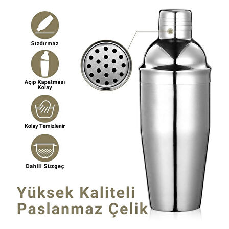 Coofbe Profesyonel Paslanmaz Çelik 750ML 6 Parça Kokteyl Seti Kokteyl Hazırlama Bar Shaker Seti