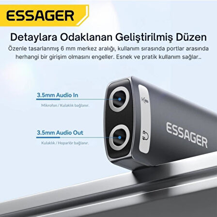 Essager USB to 3.5MM Jack Çevirici Dönüştürücü Usbden Kulaklık Mikrofon Giriş Dönüştürücü Ses Dönüştürücü