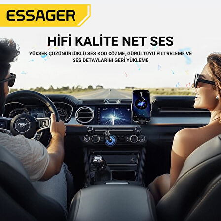 Essager Bluetooth 5.3 3.5mm Jack Aux Araç Ses Aktarım Kiti Fm Transmitter Kulaklık Araç Müzik Akratım Kiti