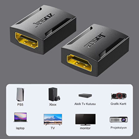 Essager  Altın Kaplama 4K 60Hz HDMI to HDMI Çevirici HDMI Uzatma Ekleme Aparatı HDMI Birleştirme Aparatı