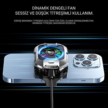 Coofbe 6000 RPM Turbo Fan RGB Işıklı Ultra Hafif Telefon Soğutucu Radyatör Tüm Telefonlara Uyumlu