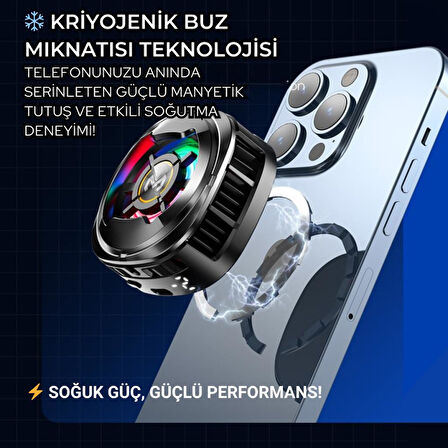 Coofbe 6000 RPM Turbo Fan Işıklı Magsafe İle Uyumlu Telefon Soğutucu Radyatör Tüm Telefonlara Uyumlu