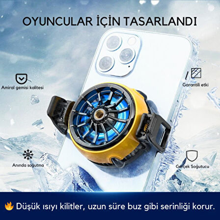 Coofbe 5500 RPM Turbo Fan Işıklı Klipsli Buz Etkili Telefon Soğutucu Radyatör Tüm Telefonlara Uyumlu