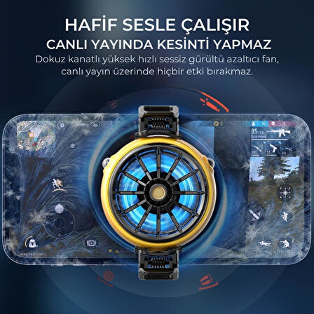 Coofbe 5500 RPM Turbo Fan Işıklı Klipsli Buz Etkili Telefon Soğutucu Radyatör Tüm Telefonlara Uyumlu