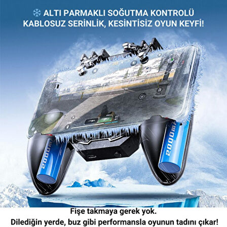 Coofbe Profesyonel Yüksek Hassasiyetli 4000Mah Şarjlı 6 Parmak Telefon Soğutucu Ve Joystick Gamepad Tetik