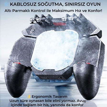 Coofbe Profesyonel Yüksek Hassasiyetli 4000Mah Şarjlı 6 Parmak Telefon Soğutucu Ve Joystick Gamepad Tetik