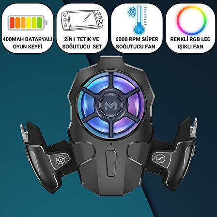 Coofbe Profesyonel Turbo Fan 4000Mah 6000RPM 2İN1 Ayarlanabilir Tetik Telefon Soğutucu Radyatör 3 Kademeli