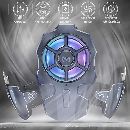 Coofbe Profesyonel Turbo Fan 4000Mah 6000RPM 2İN1 Ayarlanabilir Tetik Telefon Soğutucu Radyatör 3 Kademeli