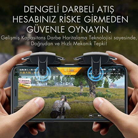 Coofbe Profesyonel Yüksek Hassasiyetli 2 Adet Şarjlı Telefon Tetik Mobil Oyun Tetik Aparatı 4 Buton Nişan Ve Tetik Tuşu