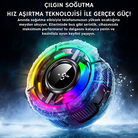 Coofbe Gösteregeli 6000 RPM Turbo Fan Işıklı Klipsli Buz Etkili Telefon Soğutucu Radyatör Tüm Telefonlara Uyumlu