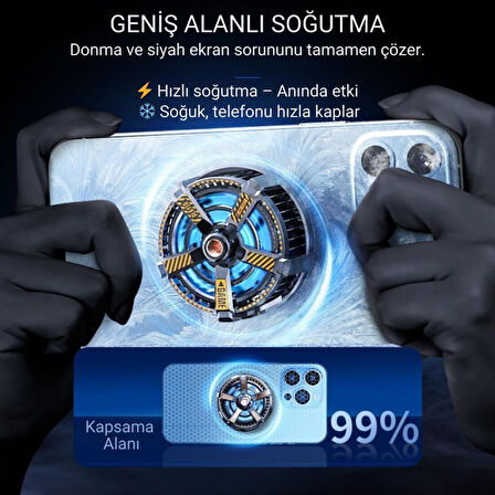 Coofbe Magsafe İle Uyumlu 7000 RPM Turbo Fan Işıklı Klipsli Buz Etkili Telefon Soğutucu Radyatör Tüm Telefonlara Uyumlu