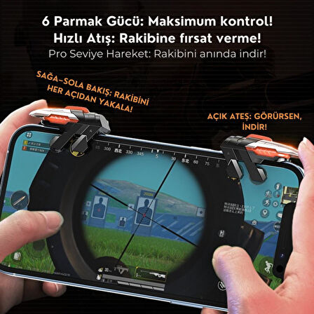 Coofbe Profesyonel Yüksek Hassasiyetli Telefon Tetik Mobil Oyun Tetik Aparatı 4 Buton Nişan Ve Tetik Tuşu