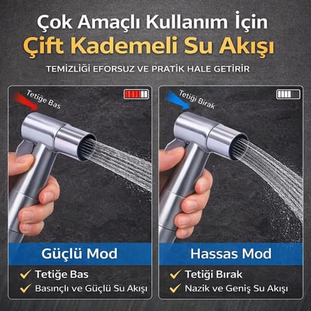 Coofbe Paslanmaz Çelik Sprial Hortum Taharet Musluğu Çoğaltıcı Sprey Tabanca Klozet & Banyo Temizleme Seti
