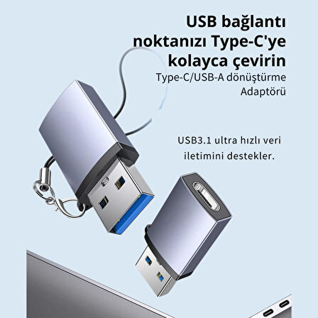 Coofbe Jasoz USB 3.1 to Type-C Dönüstürücü Adaptör Mini OTG 10Gbps Veri Aktarım USB Dönüştürücü 