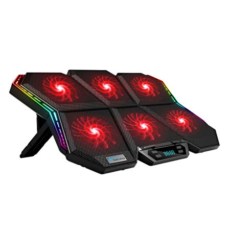 Coofbe Led Işıklı Ayarlanabilir 7 Kademeli Stand 6 Fanlı Göstergeli Notebook Laptop Soğutucu Turbo Fan