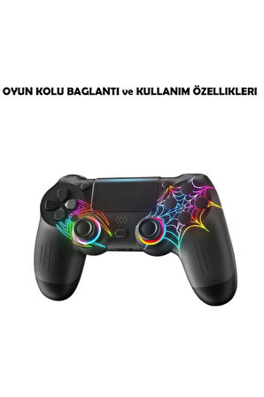 PS4/PC Uyumlu RGB Çift MOtor Titreşimli Spiderman Bluetooth Oyun Kolu