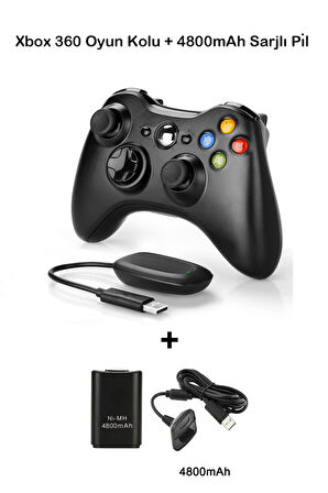 Xbox 360 Pc Uyumlu Kablosuz Analog Oyun Kolu Ve 4800mah Batarya Seti
