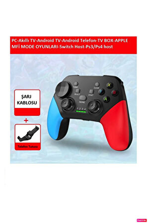 Wireless Kablosuz PC Android iOS Switch TV Uyumlu Gamepad ve Telefon Tutucu