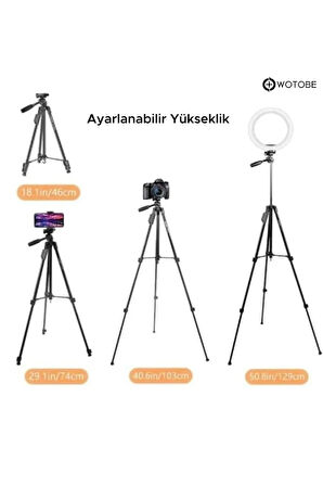 360 Derece Ayarlanabilir 1.36 Metre Kumandalı Telefon Kamera Uyumlu Sabitleyici Tripod