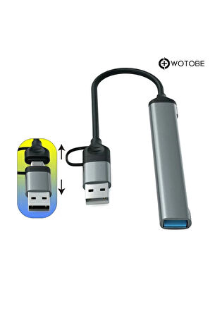 5'i 1 Arada USB-C USB-A USB 2.0/3.0 SD TF Dönüştürücü Hub