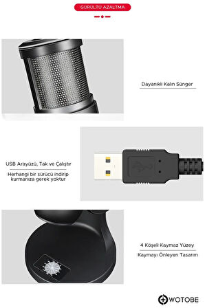 Ayarlanabilir Rgb Renk Değiştiren Usb Mikrofon