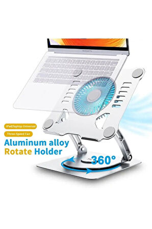 Ayarlanabilir Metal Laptop Standı Fanlı Notebook Tutucu Alüminyum Macbook Yükseltici