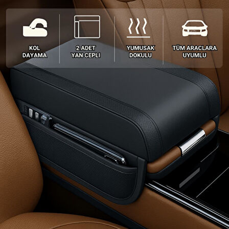 Coofbe Premıum Yumuşak 2 Yan Cüzdanlı Araç Kol Dayama Padi. Kol Dayama Yastığı Araç İçi Organizer Kol Dayama